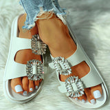 Herstyled Women Fashion Bling Crystal Flat Beach Slippers