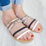 Herstyled Animal Print Faux Suede Srappy Sandals