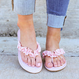 Herstyled Girlish Pink Frilly Flop Sandals