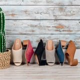 Herstyled Perforated Detailed Peep Toe Mules