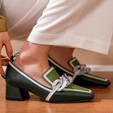 Herstyled 
Contrast Color Square Toe Loafers