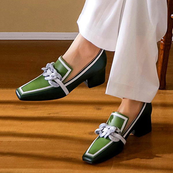 Herstyled 
Contrast Color Square Toe Loafers