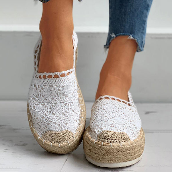 Herstyled Woven Flax Lace Casual Shoes