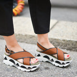 Herstyled Fashion Criss Cross Platform Sandals