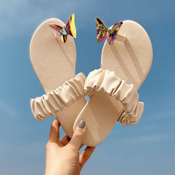 Herstyled Women's Chic Sandals With Butterfly Patches Attached