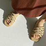 Herstyled Women Pu Slip On Flat Sandals