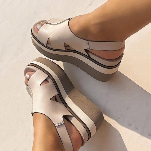 Herstyled Casual Vegan Leather Wedge Sandals