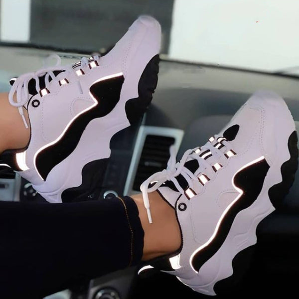 Herstyled Women Fashion Luminous Material Platform Sneakers