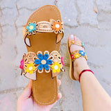 Herstyled Women Fashionable Bohemian Style Comfortable Flower Decoration Slippers