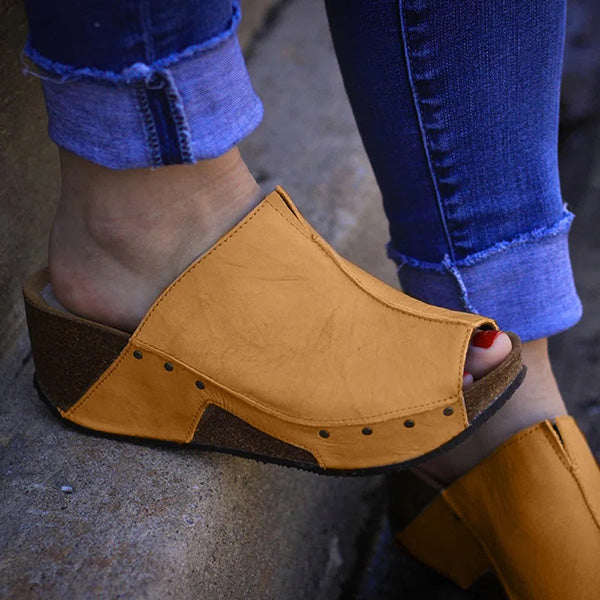 Herstyled Women Casual Peep Toe Wedge Sandals