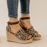 Herstyled Leopard Wedge Heel Sandals