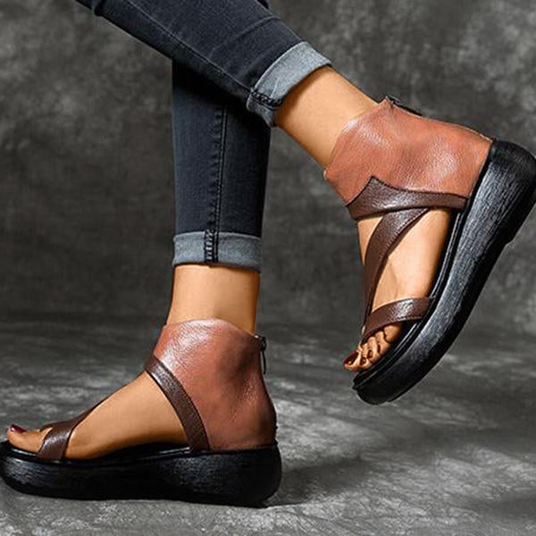 Herstyled Women'S Pu Toe Ring Platform Sandals