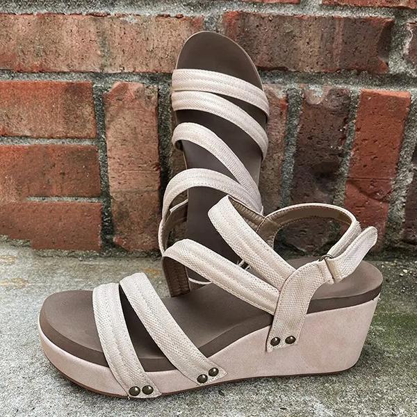 Herstyled Women's Fashion Velcro Wedge Sandals