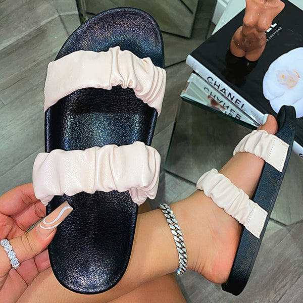 Herstyled Double Stretchy Scrunchy Strap Flat Sandals