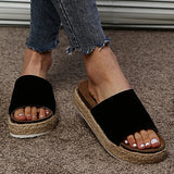 Herstyled Women Pu Animal Print Woven Flat Slippers