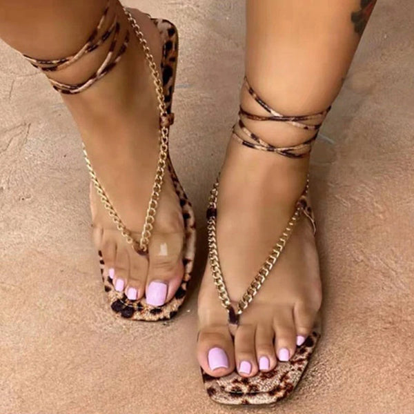Herstyled Women Fashion Flip-Flop Lace-Up Flat Sandals