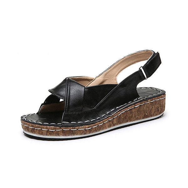 Herstyled Comfortable Leather Slingback Platform Sandals
