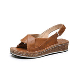 Herstyled Comfortable Leather Slingback Platform Sandals