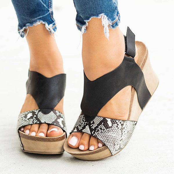Herstyled Women'S Fashion Retro Wedge Heel Velcro Sandals