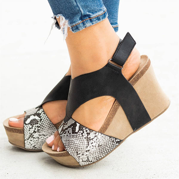 Herstyled Women'S Fashion Retro Wedge Heel Velcro Sandals