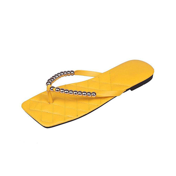 Herstyled Women'S Vintage Square Toe Hardware Slippers