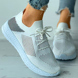 Herstyled Women's Colorblock Lace-Up Breathable Knit Sneaker
