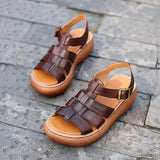 Herstyled Rome Platform Casual Leather Retro Handmade Sandals