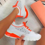 Herstyled Women's Fashionable And Comfortable Flying Woven Rhinestone Sneakers