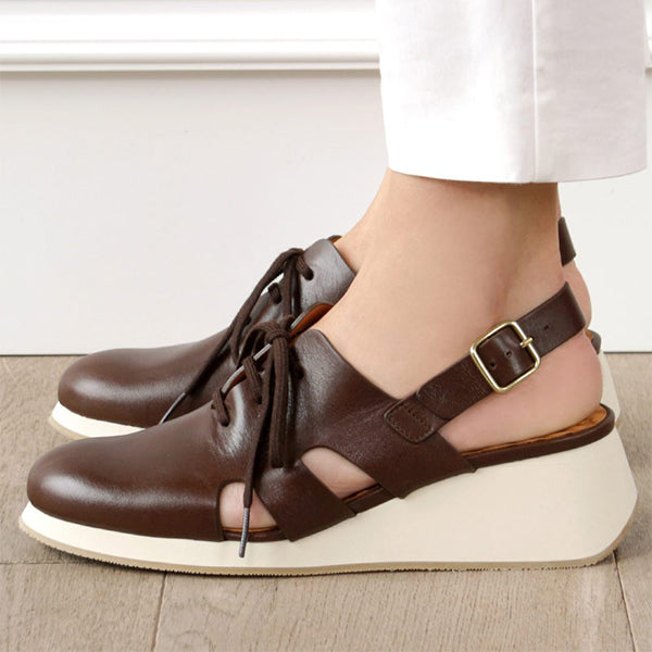 Herstyled Classic Soft Leather Platform Sandals