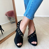 Herstyled Women's Fashion Peep Toe Studs Stiletto Heels