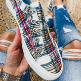 Herstyled Casual Ivy League Plaid Slip On Sneakers
