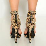 Herstyled Leopard Print Clear Straps High Heels