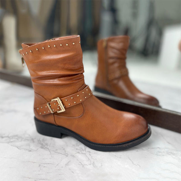 Herstyled Women's Fashion Adjustable Buckle Boots