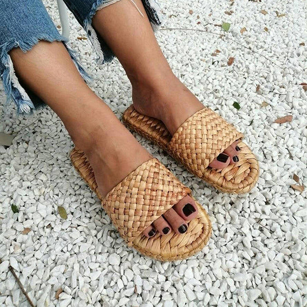 Herstyled Bohemian Holiday Raffia Slippers