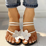 Herstyled Floral Embellished Toe Ring Casual Sandals