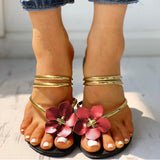 Herstyled Floral Embellished Toe Ring Casual Sandals