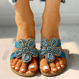 Herstyled Flower Pattern Beaded Design Toe Post Sandals