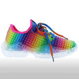 Herstyled Rainbow Lace-Up Round Toe Low-Cut Upper Sneakers