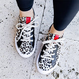 Herstyled Women's Comfortable Street Leopard Leather Sneakers