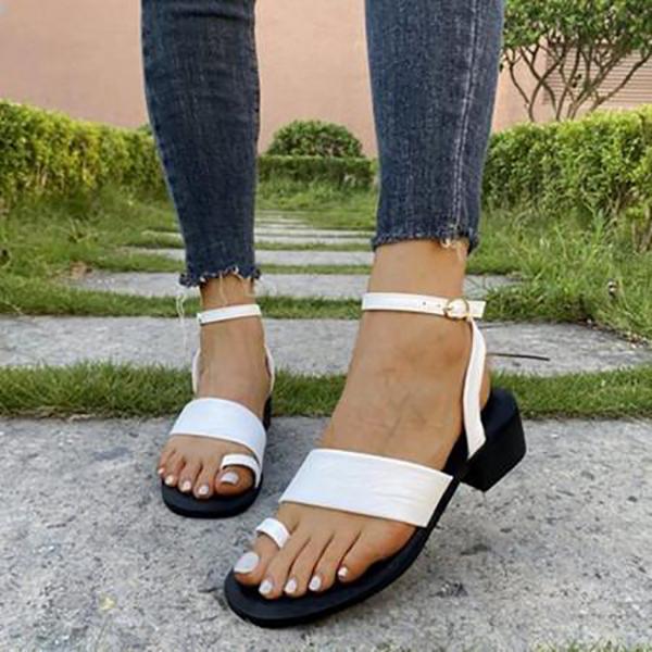 Herstyled Women Fashion Low Heel Adjustable Buckle Sandals