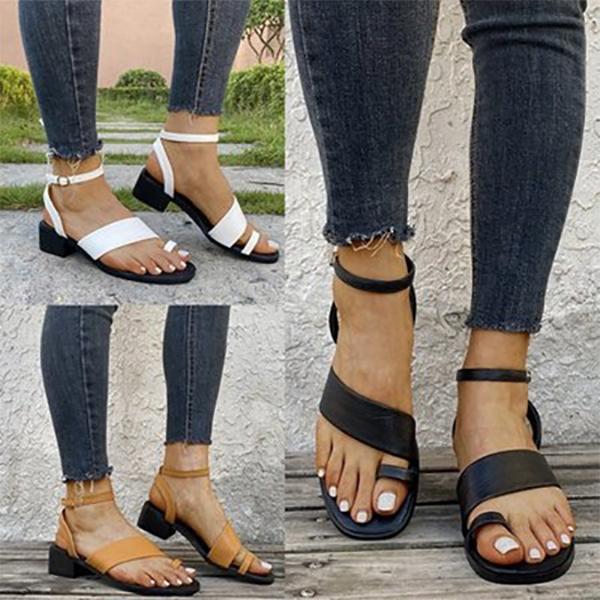Herstyled Women Fashion Low Heel Adjustable Buckle Sandals