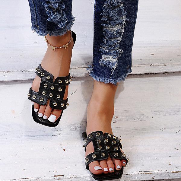 Herstyled Women's Fashion Rivet Flat Sandals