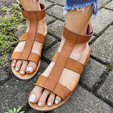 Herstyled Women's Casual Ankle Hook & Loop Flat Sandals
