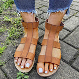 Herstyled Women's Casual Ankle Hook & Loop Flat Sandals