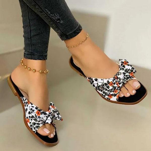 Herstyled Summer Casual Floral Print Flat Heel Slippers
