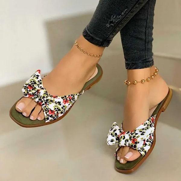 Herstyled Summer Casual Floral Print Flat Heel Slippers
