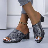 Herstyled Women's Fashion Snake-Print Chunky Heels