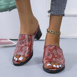 Herstyled Women's Fashion Snake-Print Chunky Heels