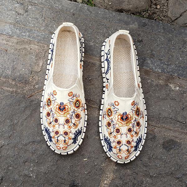 Herstyled Women's Vintage Ethnic Embroidered Flat Loafers