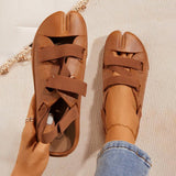 Herstyled Velcro Tabi Unique Leather Flat Sandals